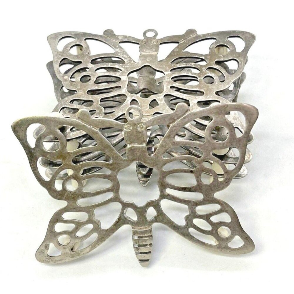 Leonard Silverplated Small Butterfly Trivets Signed From Italy